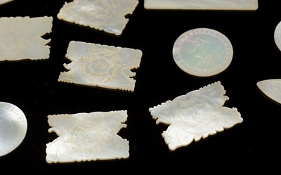Lot 665 - Chinese mother of pearl gaming counters.
