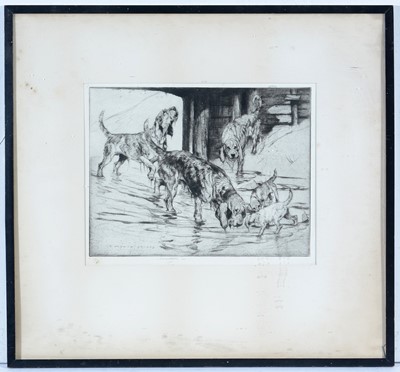 Lot 4 - After George Vernon Stokes - Otter Hounds and Pups | etching