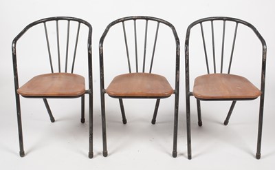 Lot 306 - Six mid Century tubular and shaped metal industrial chairs.
