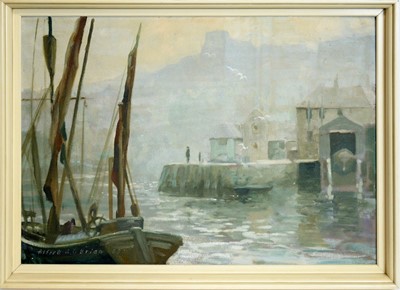 Lot 636 - Alfred Ainsley O'Brien - Misty Whitby Harbour | oil