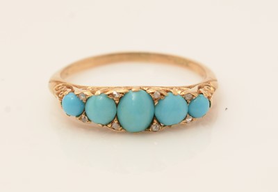 Lot 117 - A five stone turquoise ring