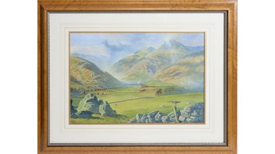 Lot 786 - Peter Allis - View of the Langdale Pikes in the Lake District | watercolour