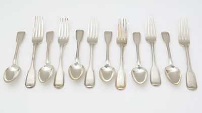 Lot 593 - A composite suite of Victorian silver forks and spoons