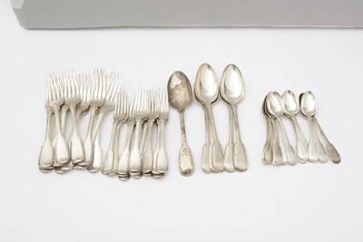 Lot 593 - A composite suite of Victorian silver forks and spoons