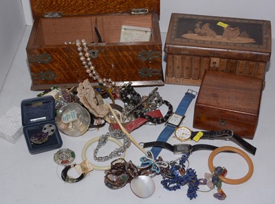 Lot 203 - Costume jewellery contained within Victorian boxes.