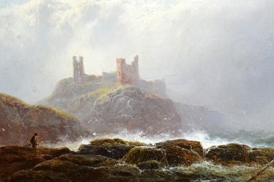 Lot 966 - George Blackie Sticks - Dunstanburgh Castle from the Rocks | oil