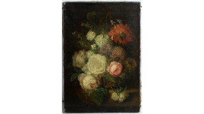 Lot 1030 - 18th Century Dutch School - Chiaroscuro Still Life with Garden Blooms | oil