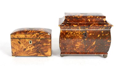 Lot 1245 - Two George III tortoiseshell tea caddies