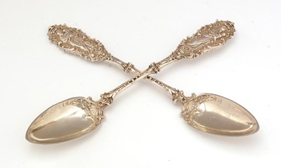 Lot 185 - A pair of Continental silver spoons, imported by B Muller & Son