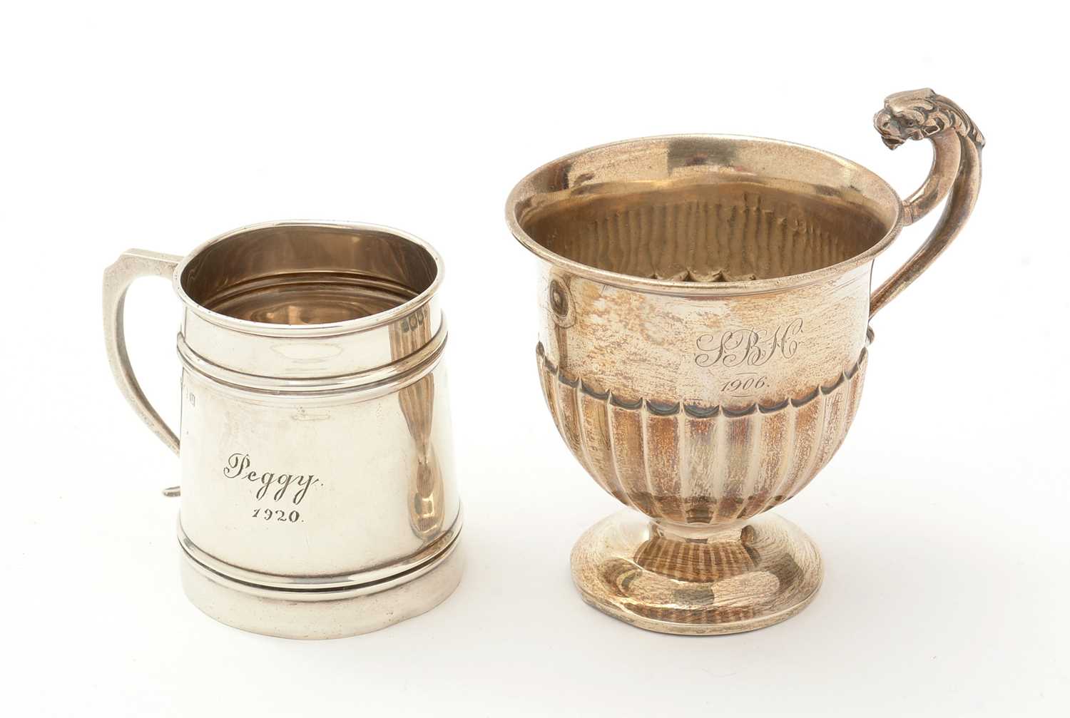 Lot 186 - Two silver christening cups