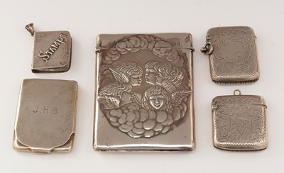 Lot 188 - A silver card case, vestas, stamp case and matchbook case.