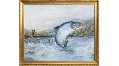 Lot 1046 - Wyllie Forbes - Salmon Fishing in the Scottish Highlands | oil