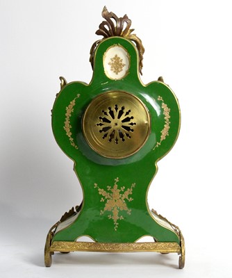 Lot 1140 - Vincenti & Cie: a green Paris-style porcelain and gilt bronze mantel clock.