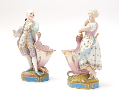 Lot 747 - Pair of French porcelain sweetmeat figures