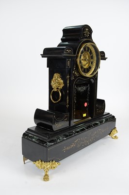 Lot 1141 - Japy Freres: a French black marble mantel clock.