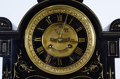 Lot 1141 - Japy Freres: a French black marble mantel clock.