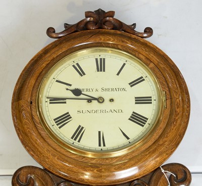 Lot 1163 - Wherly and Sheraton, Sunderland: a Victorian oak wall clock