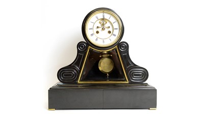 Lot 1144 - S. Marti & Cie: a 19th Century French black slate mantel clock.