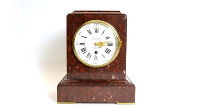 Lot 1146 - Paul Garnier, Paris: a Victorian red marble rosso lepanto timepiece.