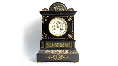 Lot 1147 - Henry Marc, Paris: a 19th Century black slate and marble mantel clock.