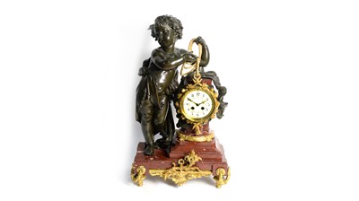 Lot 1154 - An ornate  late 19th Century French bronzed spelter and gilt metal mantel clock