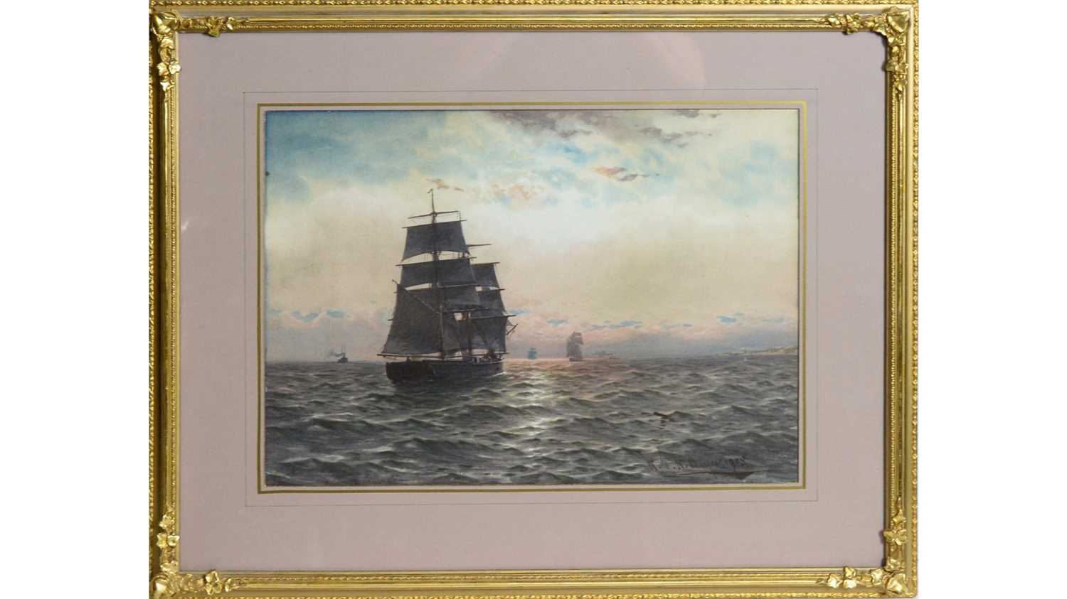 Lot 814 - William Thomas Nichol Boyce - Sailing ships off a headland | watercolour