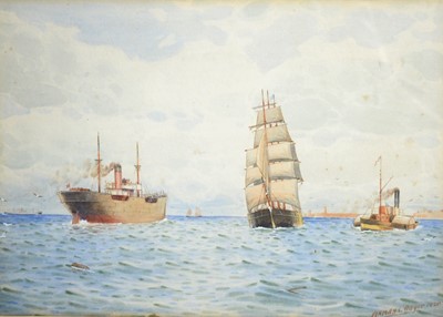 Lot 26 - Norman Septimus Boyce - Leaving the Tyne, and Off the Tyne | watercolour