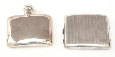 Lot 175 - A silver hip flask and cigarette case.