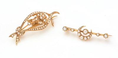 Lot 159 - Two Victorian half pearl set brooches