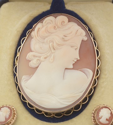 Lot 272 - Carved shell cameo jewellery