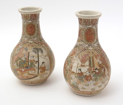 Lot 671 - Pair of Japanese earthenware vases