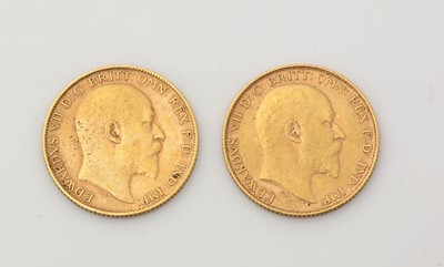 Lot 282 - Two gold half sovereigns, 1903 and 1910.