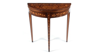 Lot 1335 - A 19th Century Dutch floral marquetry semi-circular tea table.