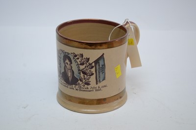 Lot 485 - A 19th Century Sunderland lustre ‘Bell and Victory’ political advertising tankard