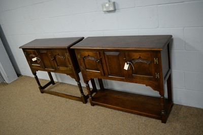 Lot 12 - Two 18th C style oak credence cabinets/cupboards