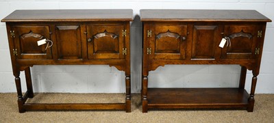 Lot 12 - Two 18th C style oak credence cabinets/cupboards
