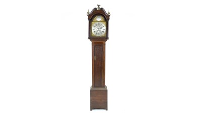 Lot 1213 - John Watson, Kirbymoorside: an oak and mahogany longcase clock.