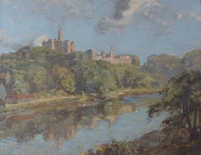 Lot 102 - John Arthur Dees - Warkworth Castle and Hermitage reflected in the River Coquet | oil