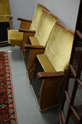 Lot 60 - Two sets of three Art Deco folding theatre chairs.