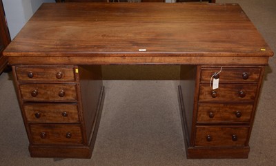 Lot 42 - A 19th Century mahogany pedestal desk.