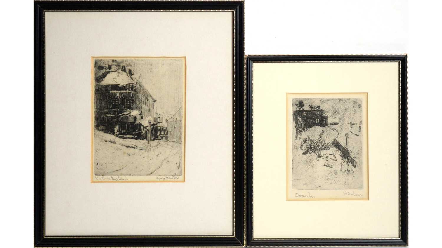 Lot 6 - George Edward Horton - Two snow scenes; December, and Winter in England | etchings