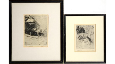 Lot 6 - George Edward Horton - Two snow scenes; December, and Winter in England | etchings