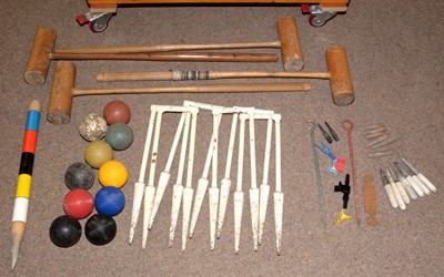 Lot 74 - Vintage croquet items.