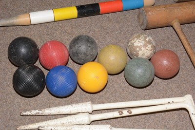 Lot 74 - Vintage croquet items.
