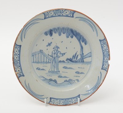 Lot 695 - Two Delftware plates, Chinese plate