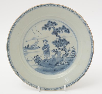 Lot 695 - Two Delftware plates, Chinese plate