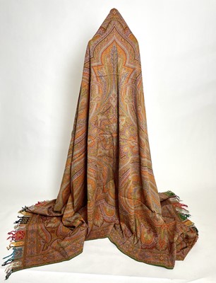 Lot 809 - A 1850s Victorian woven Paisley shawl