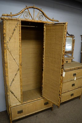 Lot 77 - A late Victorian bamboo and rattan wardrobe and dressing chest