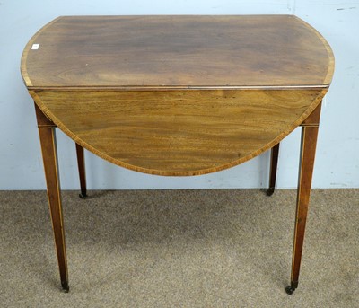Lot 1 - A George III mahogany and satinwood banded Pembroke table