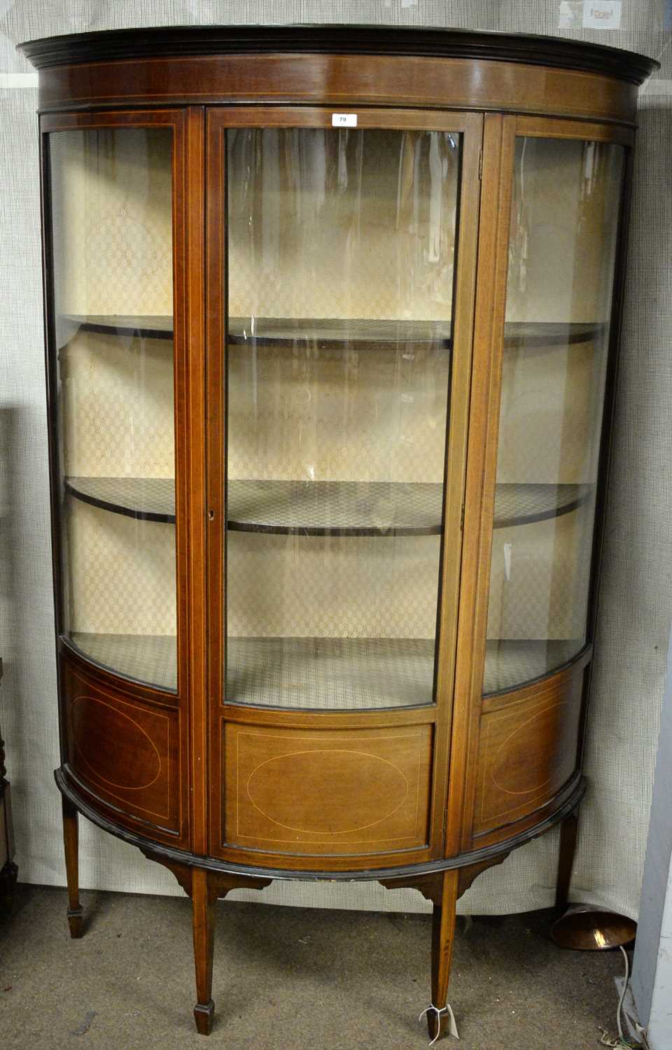 Lot 79 - An Edwardian mahogany and inlaid demi-lune glazed display case